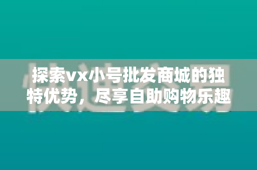 探索vx小号批发商城的独特优势，尽享自助购物乐趣